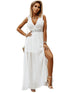 White Lace Hollow Sleeveless V-Neck Maxi Dress