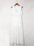 White Lace Hollow Sleeveless V-Neck Maxi Dress