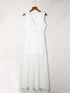 White Lace Hollow Sleeveless V-Neck Maxi Dress