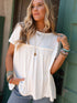 White Ruffle Detailed Relaxed Fit Babydoll T-shirt
