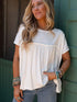 White Ruffle Detailed Relaxed Fit Babydoll T-shirt