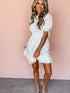 White Tie Ruffle Mini Dress with Puff Sleeves