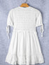 White Tie Ruffle Mini Dress with Puff Sleeves