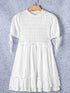 White Tie Ruffle Mini Dress with Puff Sleeves