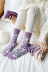 Wisteria Retro Floral Ribbed Cuff Mid-calf Socks
