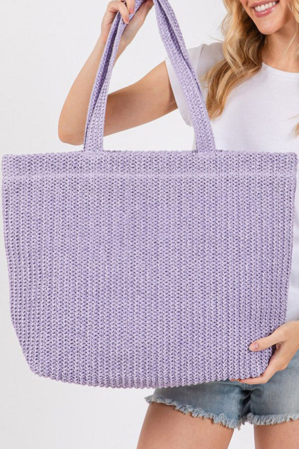 Wisteria Women's Lightweight Solid Color Straw Woven Tote Bag - Stylish Summer Beach Accessory for Sunny Days