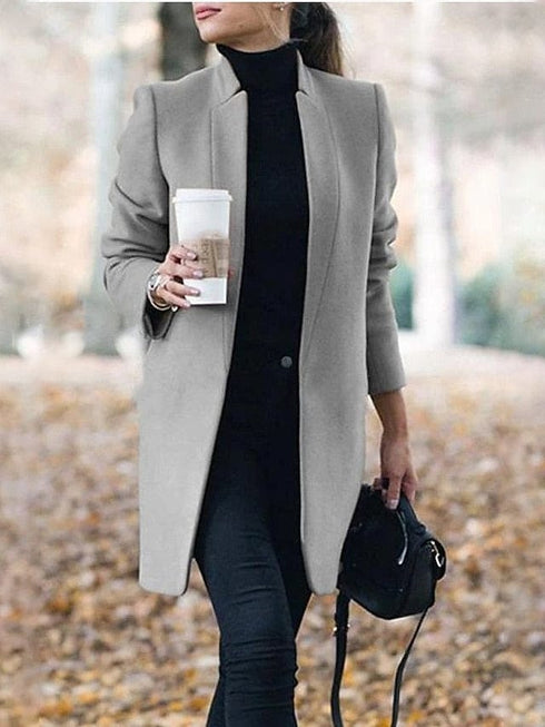 Women's Black Blue Gray Long Coat for Casual Daily & Valentine's Day