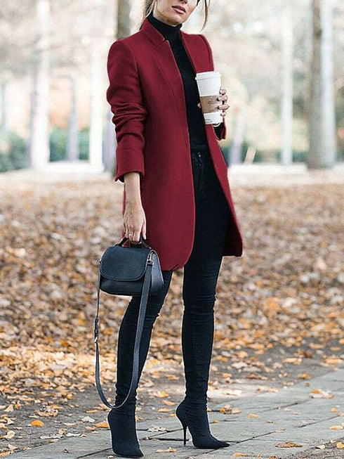 Women's Black Blue Gray Long Coat for Casual Daily & Valentine's Day