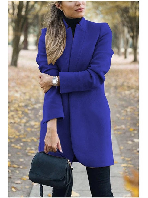 Women's Black Blue Gray Long Coat for Casual Daily & Valentine's Day