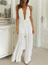Women's Casual V-neck High-waist Strappy Jumpsuit