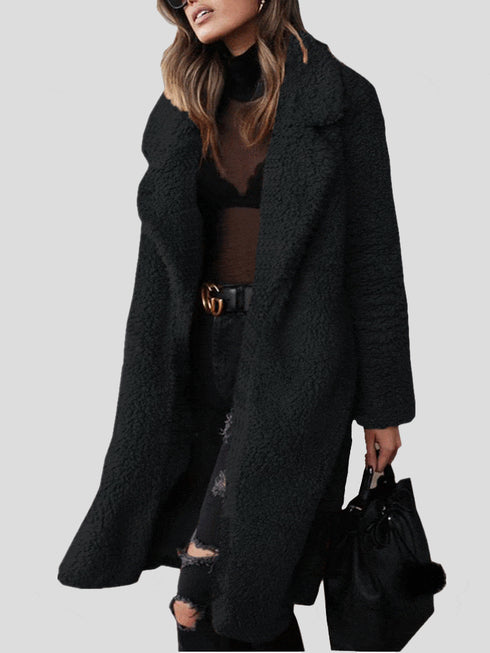 Women's Coats Long Sleeve Lapel Plush Long Coat