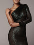Women's Dresses Fashion Sequined One-Shoulder Wrap-Up Evening Dress