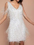 Women's Dresses Sparkling V-Neck Fringed Mini Dress