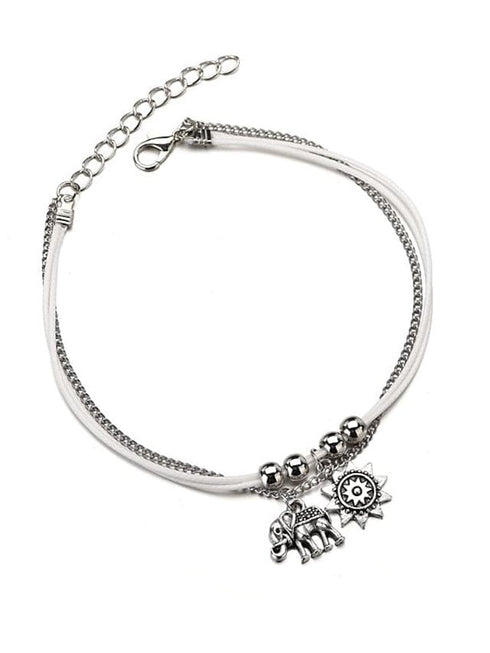 Women's Elegant Elephant Sun Alloy Ankle Bracelet for Daily and Holiday Wear