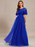 Women's Elegant Embroidered A-Line Floor Length Evening Dress