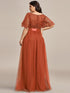 Women's Elegant Embroidered A-Line Floor Length Evening Dress