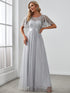 Women's Elegant Embroidered A-Line Floor Length Evening Dress