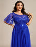 Women's Elegant Embroidered A-Line Floor Length Evening Dress