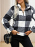 Women's Fashion Plaid Printed Zip-Up Plush Sweatshirt for Ladies