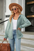 Women's hooded drawstring zipper long sleeve loose knitted jacket