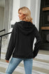 Women's hooded drawstring zipper long sleeve loose knitted jacket