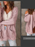 Women's Long Sleeve Cardigan Sweater with Solid Color and Pockets