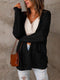 Women's Long Sleeve Cardigan Sweater with Solid Color and Pockets
