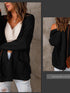 Women's Long Sleeve Cardigan Sweater with Solid Color and Pockets