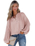 Women's Loose Balloon Sleeve V-Neck Blouse in Solid Color