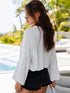 Women's Loose Balloon Sleeve V-Neck Blouse in Solid Color