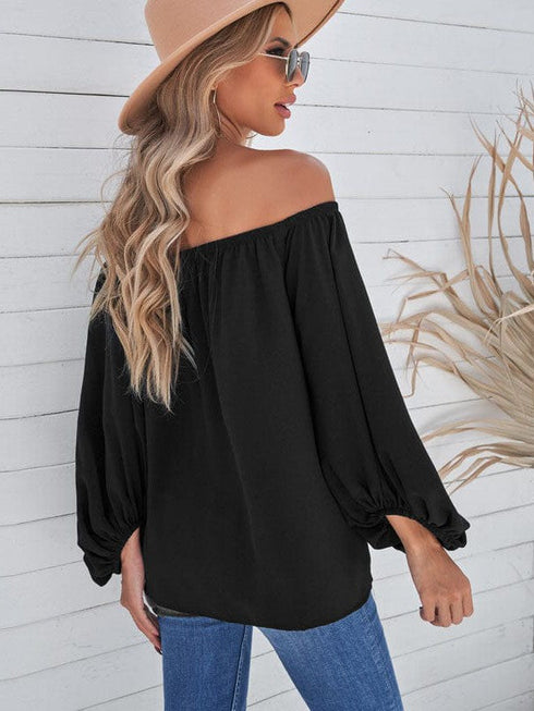 Women's Loose Off-Shoulder Top with Lantern Sleeves