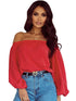 Women's Loose Off-Shoulder Top with Lantern Sleeves
