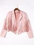 Women's Loose Suede Jacket with Tassel Lapel and Bat Sleeves