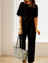 Women's Loose Waist Wide Leg Jumpsuit Set with Back Buttons
