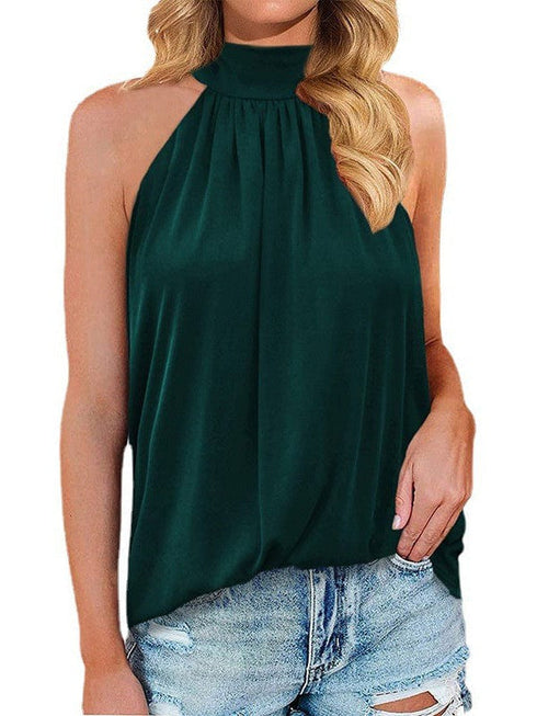 Women's Off-Shoulder Loose Pullover Vest with Splicing Detail in Polyester Blend Fabric