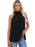 Women's Off-Shoulder Loose Pullover Vest with Splicing Detail in Polyester Blend Fabric