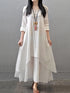 Women's Plus Size Casual Dress Swing Dress Solid Color Long Dress Maxi Dress Long Sleeve Button Fake Two Piece V Neck