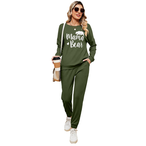Women's printed long-sleeved casual loose suit