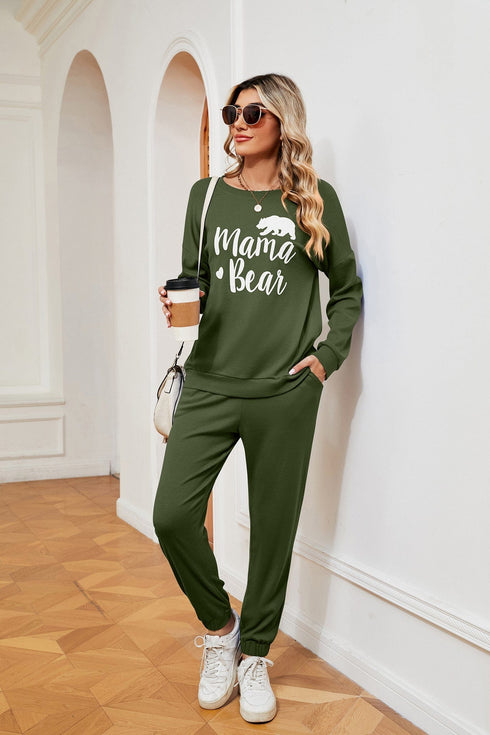 Women's printed long-sleeved casual loose suit