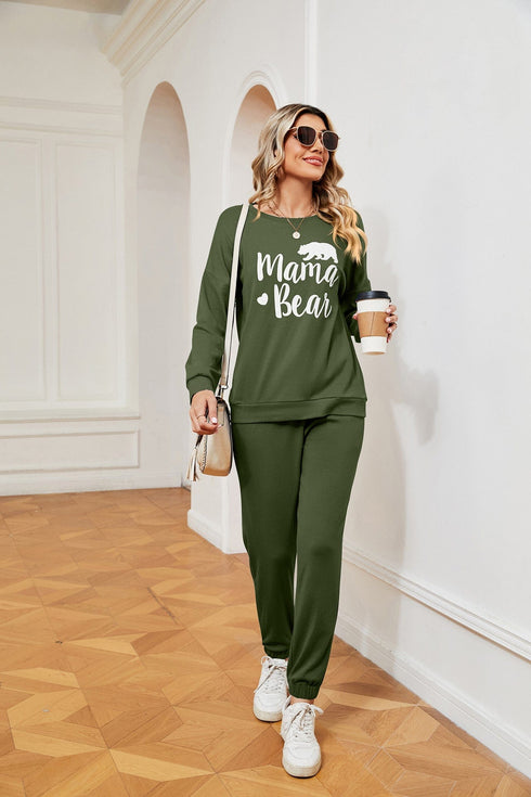 Women's printed long-sleeved casual loose suit