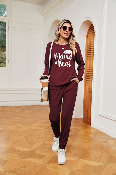 Women's printed long-sleeved casual loose suit