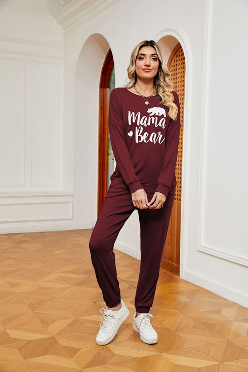 Women's printed long-sleeved casual loose suit