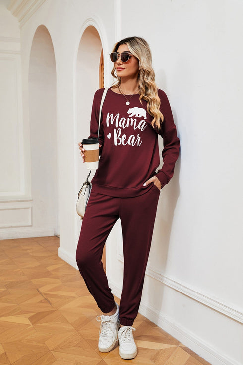 Women's printed long-sleeved casual loose suit
