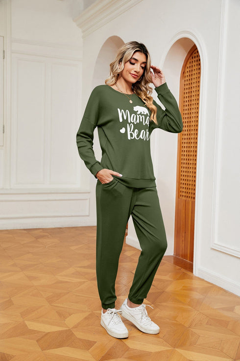 Women's printed long-sleeved casual loose suit