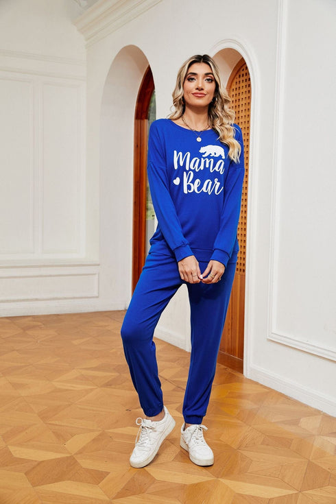 Women's printed long-sleeved casual loose suit