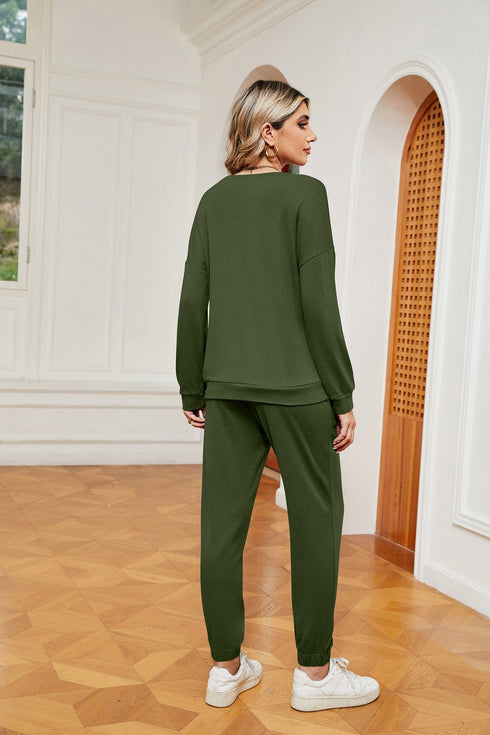 Women's printed long-sleeved casual loose suit