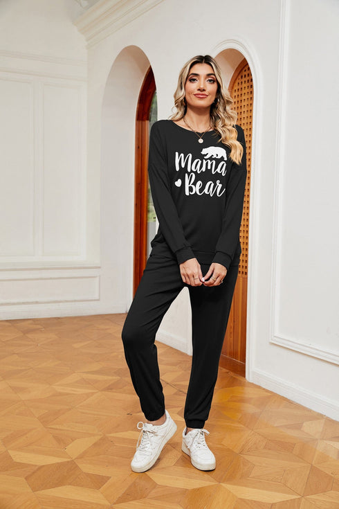 Women's printed long-sleeved casual loose suit