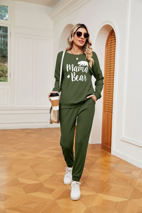Women's printed long-sleeved casual loose suit