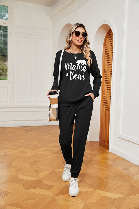 Women's printed long-sleeved casual loose suit