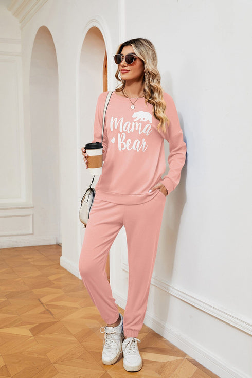 Women's printed long-sleeved casual loose suit